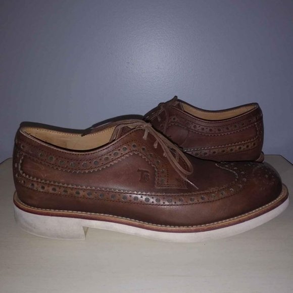 Tod's men's brown leather lace up oxfords size 5 - Picture 3 of 5